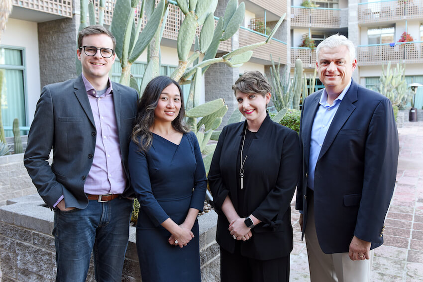 L to R: Adam Sylvain, Patricia Chau Nguyen, Katie Sampson and Jorge Ancona (UC Riverside), Chair, CAAE Awards & Fellowships Committee
